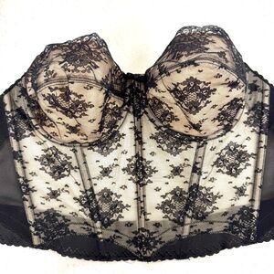Lady Marlene Elegant Black and Nude Lace Bustier
